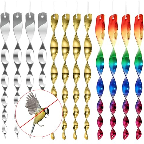 Taozoey Répulsif Oiseaux, 12Pcs Effaroucheur Oiseaux, Spirale Réfléchissante, Anti Oiseaux, Répulsif Réfléchissants Spirale Oiseaux, 360 Degrés Repulsif Oiseaux