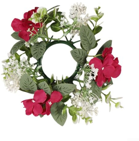 Lot de 25,4 cm - Petite couronne de bougie en forme d'hortensia - Rouge