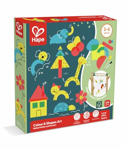 Hape Malset Farben und Formen - Kreatives Lernspielzeug für Kinder, Mal- und Bastelset, Montessori Spielzeug, Malzubehör, ab 3 Jahren