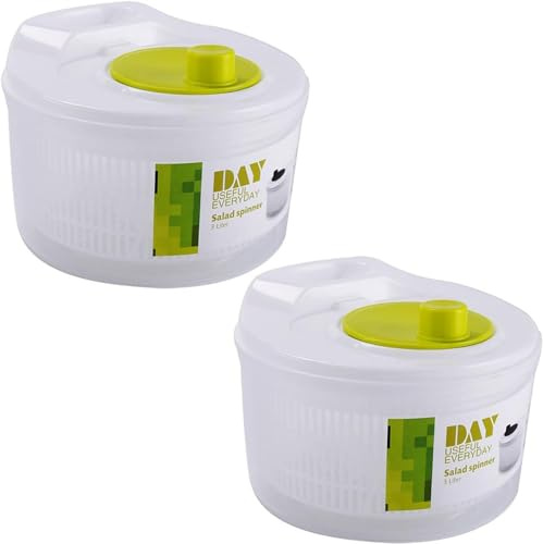 Salad Spinner Large Lettuce Spinner, Vegetable Dryer Spinner, Salad Spinner Large Lettuce Spinner,Multifunctional Dehydrator for Drain Leafy Vegetables,Large Capacity Dryer with Double Layer