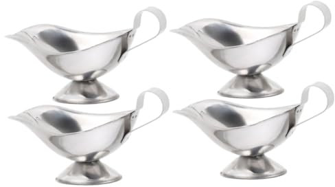 Gatuida 4pcs Gravy Jug Spout Pitcher Sauce Cup Sturdy Stainless Steel Dishwasher Safe for Outdoor BBQ Picnic Home Dining