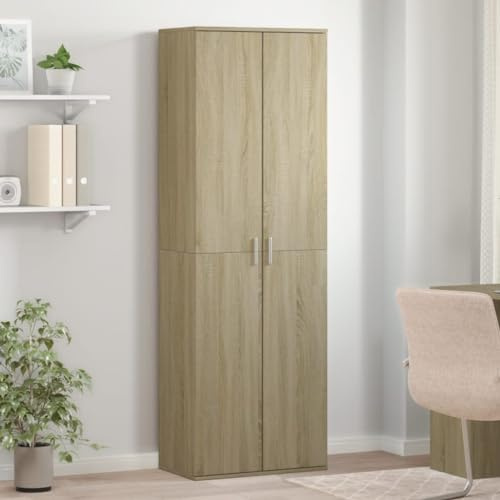 Faroom Armario Multiusos de 2 Puertas, Armario de Limpieza y Almacenaje, Madera de Ingeniería Roble Sonoma, 60x35x180 cm