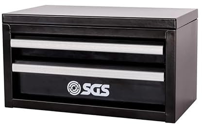 SGS Black Mini Tool Box, 2 Smooth Drawers, Aluminium, Sleek Black Coated 27.5cmx15cmx15cm, Fun Novelty Gift