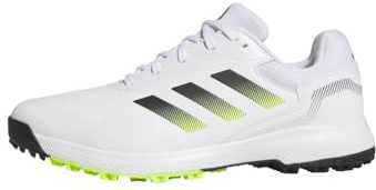 adidas Men's Zapatilla de Golf sin Clavos Traxion Response, Cloud White/Core Black/Lucid Lemon, 44
