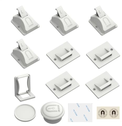 Möbelschlösser Magnetisch Bohrfrei Klebend Kindersicher Unsichtbar | -Schranksicherung für Schränke, Schubladen, Kleiderschränke, Sideboards, Bücherregale, Kredenzen,