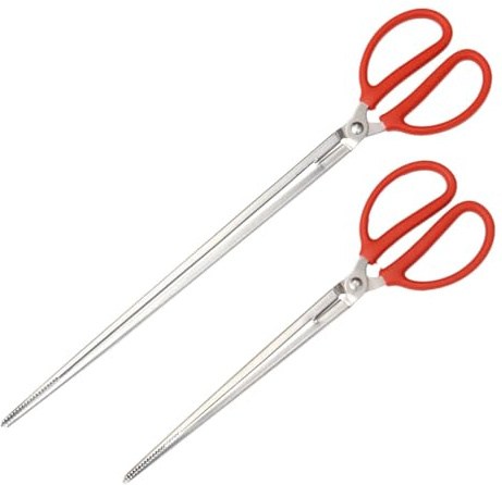 SECFOU Pinze Lunghe Dritte per Raccolta Rifiuti e Pesci di Fango, Set 2 Pezzi 38cm e 53cm, Attrezzo Multifunzione per Anguille, Granchi, Pulizia Esterni, Giardino, Campeggio e Barbecue