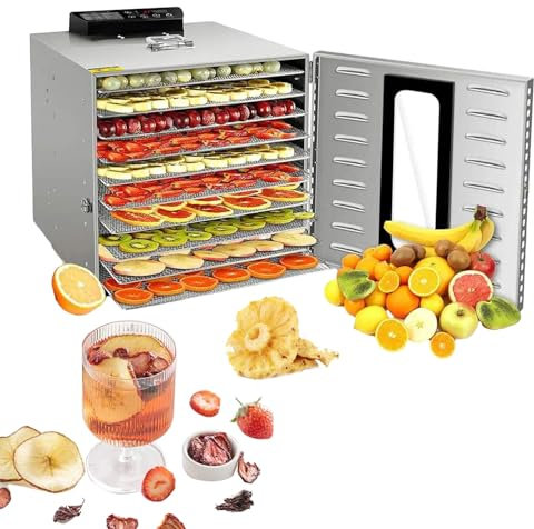 DéShydrateur Alimentaire, Machine De SéChage En Acier Inoxydable à 16 Couches, SéChoir DéShydraté 1000 W Pour Viande SéChéE, Friandises Pour Chiens, Herbes, Viande, LéGumes Et Yaourt,220V