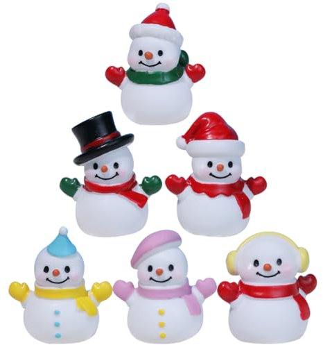 ibasenice 6 Stück Weihnachts Miniatur Schneemannfiguren Aus Robustem Harz Kleine Dekorative Schneemann Ornamente Für Winter Und Gartendekoration Für Weihnachtsfeiern Und Innenraumgestaltung