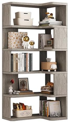 JHDXL Vertikaler Bücherturm, Bodenstehende Buchregal, Hohes Standregal, Offenes Lagerregal, Zusammengebautes Lagerregal, Standregal für Schlafzimmer, Wohnzimmer Büro(Gray,90x50x159cm/35x20x62in)