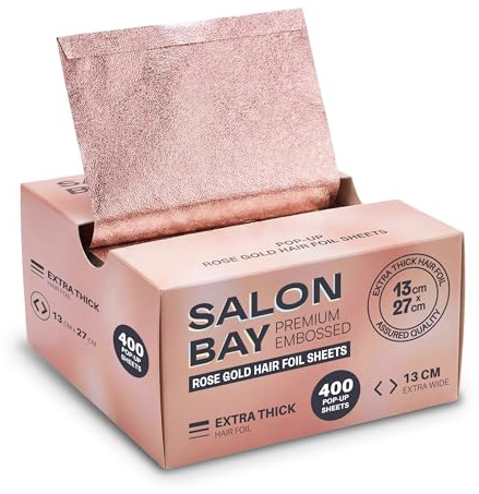 Salon Bay Pink Embossed Hair Foil Pop-Up Sheets – 400 Pre-Cut Sheets (13cm x 27cm) for Hair Coloring, Highlighting & Bleaching – Non-Slip, Professional Salon-Quality Foils