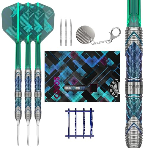 Target Japan Kaze Series Ceros 03 Steel Tip Darts with Kflex, 22G/24G/26G | 90% Tungsten Barrel Dart Set, K-Flex Flights and Shafts, Storm Swiss Points, LNC Point, Stand & Storage Tin Box