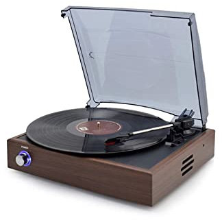 SGKOMN Gramophone boîte à Musique, Un Tourne-Disque Vinyle/Platine incontournable avec Haut-parleurs intégrés et Trois Vitesses de Lecture - Enregistreur Finition Bois Naturel