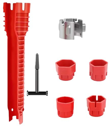 12 in 1 Tap Spanner Tool Set, Multi-Functional Faucet Wrench for Sink, Bathroom & Kitchen Plumbing, Backnut Tap Spanner for Tight Spaces, Pipe Tube Nut Tightening & Valve Removal Tool