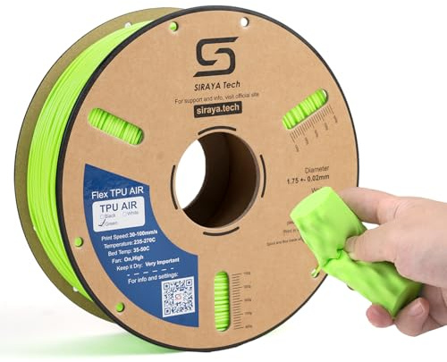 Siraya Tech Flex TPU Air Aktivschaum 3D Drucker Filament (Grün, 1kg) | Leicht, Härte 65A–82A einstellbar, für schnellen Druck, Wearables, Sportausrüstung und weiche Prototypen
