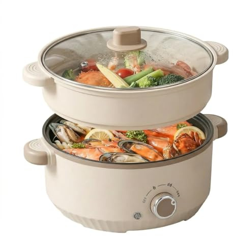 Versatile 2.5L Real Capacity Non-stick Electric Hot Pot Multicooker Glass Lid with Steamer Electric for Steaming, Boiling Stewing hotpot pots electric cooking ramen cooker Dorm