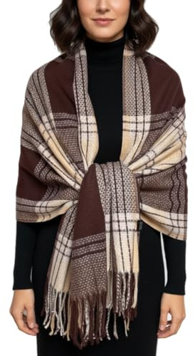 Emma & Giovanni - Schal mit Fransen Herbst Winter gemustert 190cm x 70cm - Damen