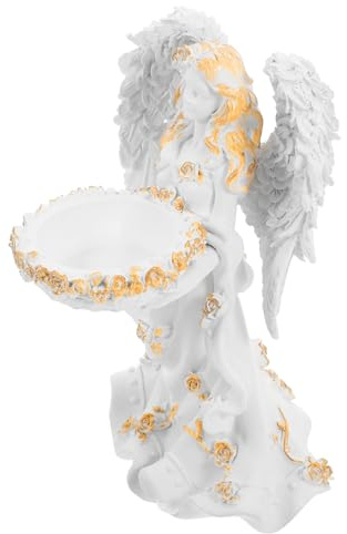 Engelsstatue Kerzenhalter aus Kunstharz, Weiß, für Dekoration | Zarte Figur, Elegant und Schön, Leicht zu Reinigen, als Geschenk und Fotorequisite Geeignet