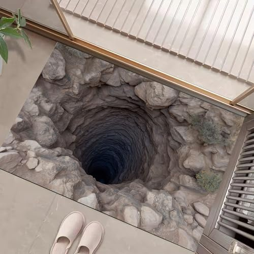 Felpudo Entrada Casa, Ishii 3D Alfombra Entrada Casa Interior Antideslizante, Almohadilla Absorbente Y Duradera, Gris Lavable En La Lavadora (Arte Visual En 3D, 40 X 60 Cm)