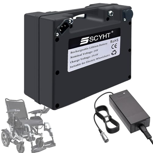 SSCYHT Batería de Repuesto 24V 12Ah 20Ah Batería de Litio 18Ah Baterías Recargables 24V Baterías para Silla Ruedas eléctrica para Kit Motor 250W a 500W con Cargador,24v18ah