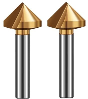 Broca avellanadora, 6,3/8,3/10,4/12,4/14/16,5 mm de diámetro, 60°, fresa chaflán for agujeros rectos, un solo filo, juego 2 unidades(8.3 * 60°)
