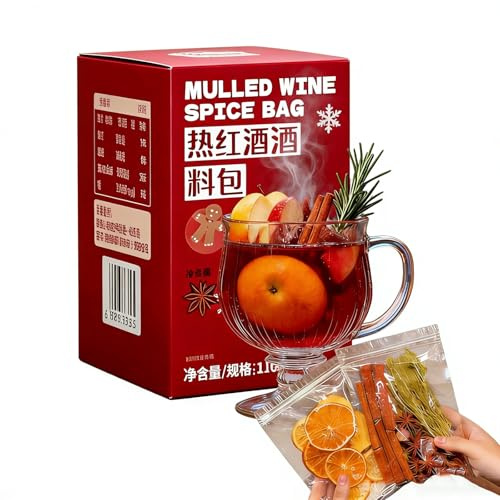 AHTCPO Kit di Spezie per Riscaldarsi in Inverno, Prepara Delizioso Vin Brulé, Sidro Caldo Alcolico e Cocktail Avvolgenti per le Festività Natalizie(110g*1 box (5 packs with filter).)