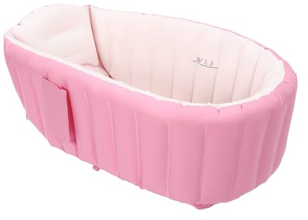 Aufblasbare Babybadewanne, baby badewanne,kinder badewanne,faltbare rutschfeste Duschwanne, Baby- und Kleinkindbadewanne mit Luftpumpe,geeignet für Kinder, Jungen und Mädchen (Rosa)