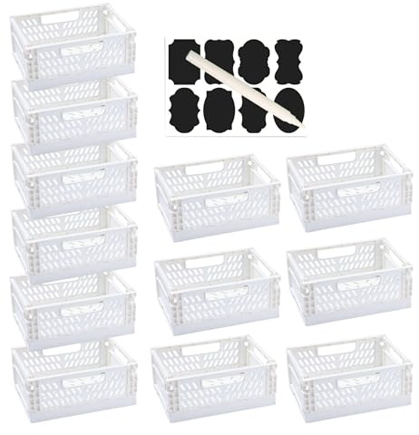 XAHMBSS 12 Stück Klappboxen Klein 15×9.7×6 cm,Box Storage,Organizer,Faltbare Aufbewahrungskörbe mit Griffen,Kisten Klein Faltboxen für Küche,Büro,Schublade (Weiß)