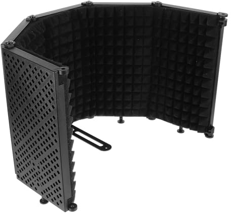 BESPORTBLE Bouclier Insonorisant pour Microphone 5 Panneaux en Abs et Eva, Protection Anti-bruit Pliable, Isolation Phonique pour Enregistrement Studio, Accessoire Pied Micro, Bruit Ambiant