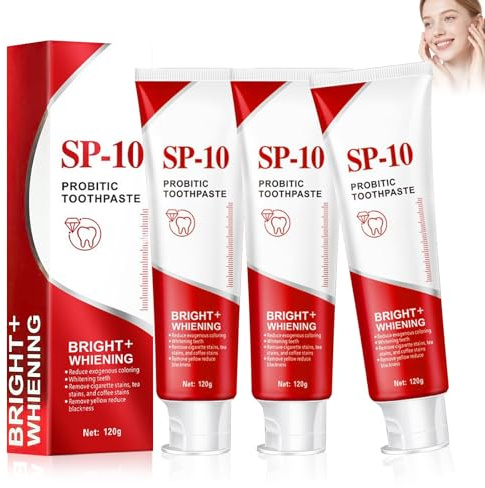 3 Pezzi SP-10 Dentifricio, Dentifricio Sp 10 Sbiancante, Dentifricio Probiotico Sbiancante, Pulizia Profonda, Alito Fresco, Rimozione Delle Macchie dai Denti, Igiene Orale