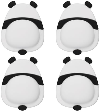 PATIKIL 4Pcs Door Knobs Stopper, Panda Design Door Handle Bumper Guards, Self-Adhesive Wall Protectors for Door Handle Table Corner and Home Decor, Black&White