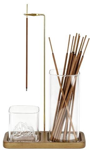 Luckwaii Räucherstäbchen Halter mit Abnehmbarem Berg Glas Aschefänger