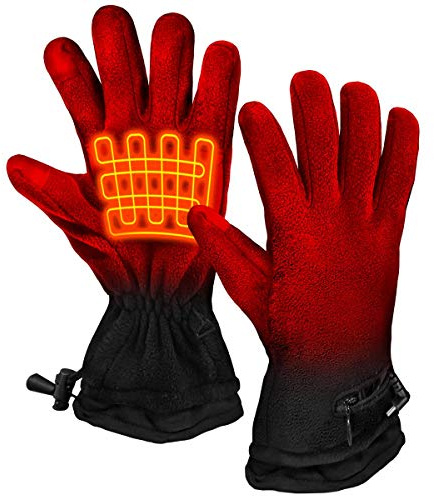ActionHeat AA Battery Operated Heated Gloves for Men, Women - Weather Resistant Hand Warming Fleece Gloves w/Built-in Heating Panels for Winter, Snow Camping, Hiking, Arthritis Black
