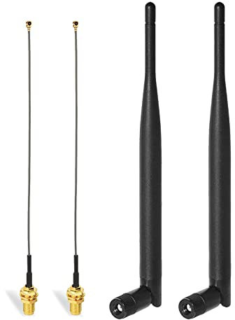 Bingfu Antenna WiFi 2.4GHz 5GHz Bibanda 6dBi Maschio RP-SMA,Cavo 15cm da Presa Micro Coassiale 0.3mm per Intel Fenvi DELL Scheda di Rete Wireless Mini PCI Express PCIE Adattatore WiFi,2 Pacchi