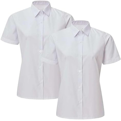 Listers Schoolwear 2 Pack Girls White School Shirt Blouse Easy-Care Short Sleeve Regular Fit Ages 3-18y