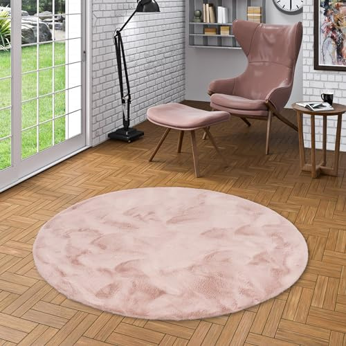 Pergamon Luxus Super Soft Fellteppich Plush Altrosa Rund in 3 Größen
