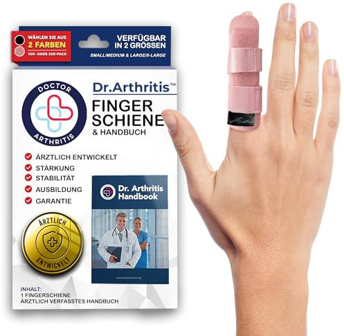 Dr. Arthritis Von Ärzten Entworfen, Fingerbandage, Fingerschiene Kleiner Finger/Mittelfinger/Zeigefinger, Fingerschutz bei Verletzung mit Klammern & Schienen, Pink, S/M