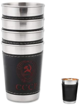 Cyrank 4PCS Stainless Steel Wine Tumbler, Stemless Wine Glass Metal Cups Travel Stainless Steel Tumbler with PU Leather Pouch Travel Wine Glass Portable Reusable Camping Drinking Glasses for Outdoor