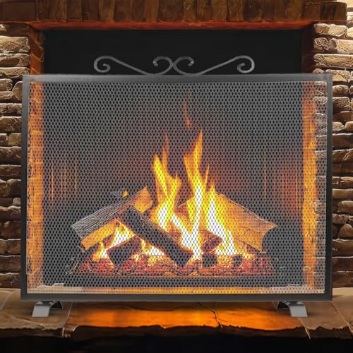 PEGANE Grille de Protection pour cheminée, Grille Pare-feu modèle Special en Fer forgé Coloris Noir - Hauteur 78 x Longueur 100 cm