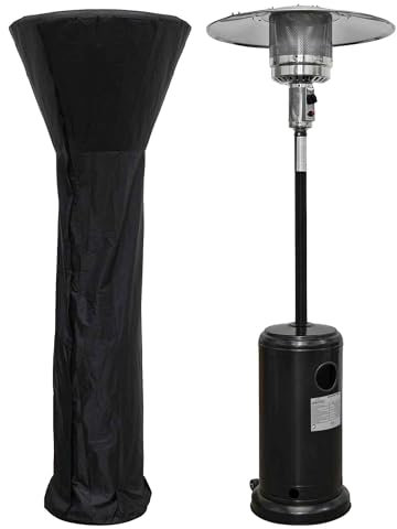 Dellonda Freestanding Gas Patio Heater 13kW with wheels for Commercial & Domestic Use, Supplied with Cover, Black - DG220