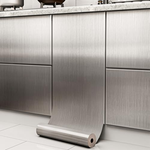 Cohoo Home Stainless Steel Contact Paper Peel and Stick Silver 17.7“×78.7”