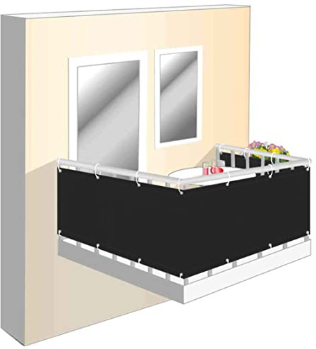 Wind und Sichtschutz Stoff für Balkon 70x700cm, Balkonverkleidung Sichtschutz Zubehör inklusive Sichtschutz/Balkon für Balkongeländer, Terrasse & Garten dunkelgrau