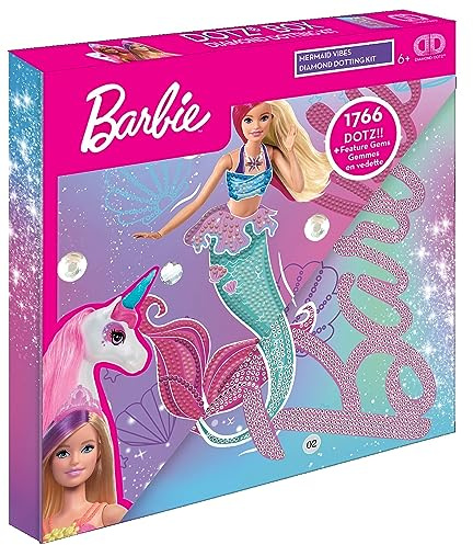 DIAMOND DOTZ DBX.095 – Kit de peinture diamant 5D original DOTZ Box Barbie Mermaid Vibes, kit créatif avec pierres de mosaïque diamant scintillantes, env. 28 x 28 cm, kit de bricolage complet pour