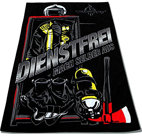 Roter Hahn 112 Feuerwehr 175x100cm Oversize Frottee Strandtuch Saunatuch Badetuch Handtuch Dienstfrei Fire & Fight Streetwear