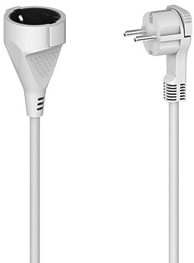 Hama Verlängerungskabel 5m mit Schuko und Flachstecker (Verlängerung Stromkabel Kabel flach für innen) weiß
