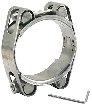 Collier de serrage en T robuste de 100 à 110 mm en acier inoxydable 304 à double tête pour tuyau de serrage à double couche, largeur de la bande 24 mm (1 pièce avec clé)