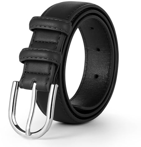 WELROG Kids Belt for Boys and Girls - Boy's Black PU Leather Belt for School Uniform Jeans Classic Belt for Boys Age 6-10