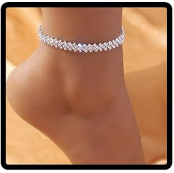 JUSTUSNX Chaîne de Pied Réglable Strass - Plage Été - Femme et Fille (B)