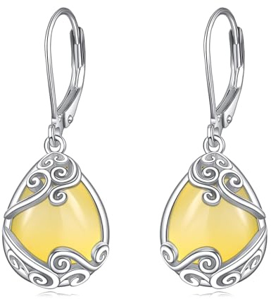 Mondstein Ohrringe für Damen 925 Sterling Silber Filigran Mondstein Tropfen Ohrringe Leverback Schmuck Geschenke