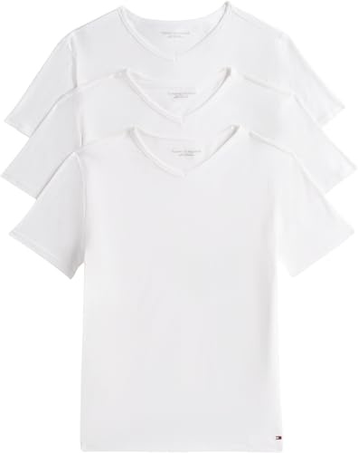 Tommy Jeans Camisetas de Manga Corta Pack de 3 Hombre Stretch con Cuello de Pico