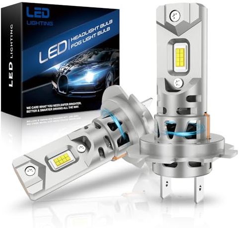 SHINYY H7 LED-strålkastarlampor 24 000 LM, 2025 nya 6 500 K, kallvit, hög kraftfull LED-lampor, H7 halvljus/vägljus, 1:1 storlek, plug and play, 2 st